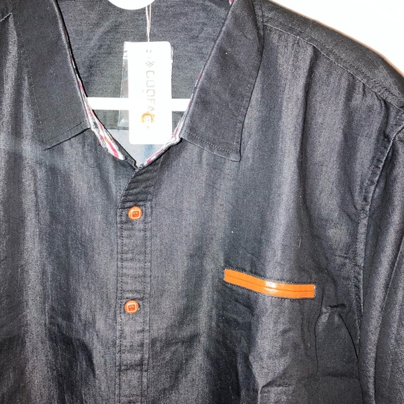 NWT Coofandy Men’s Metallic Black Button-Down Shirt - Picture 3 of 6